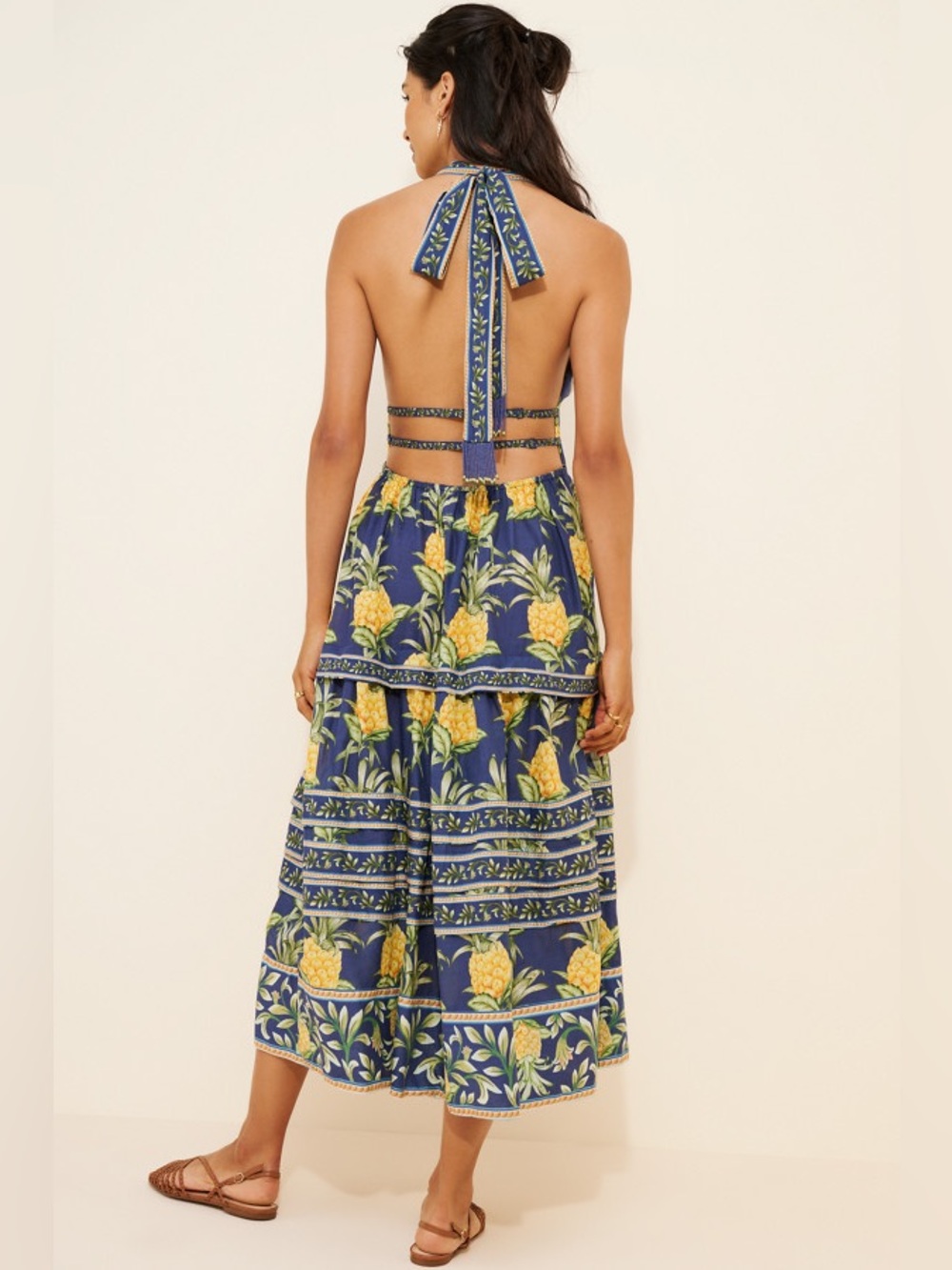 FARM Rio Delicate Pineapple Halter Midi Dress XL NWT - Picture 6 of 16